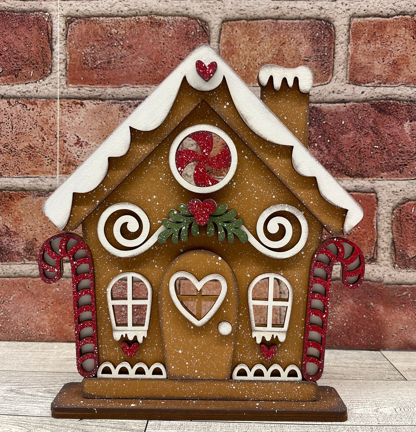 Gingerbread House Stander with Tealight - unpainted cutouts, ready for you to paint