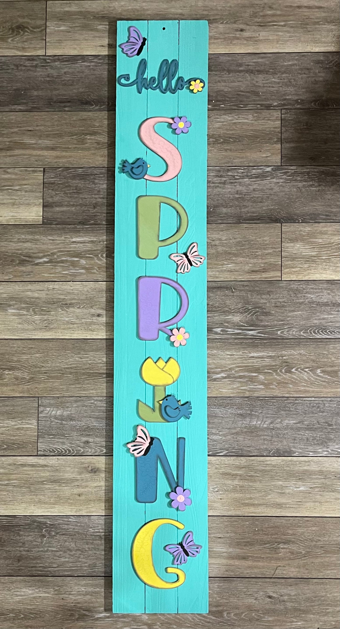 Hello Spring Porch Leaner - Wood Cutouts unpainted ready for you to paint
