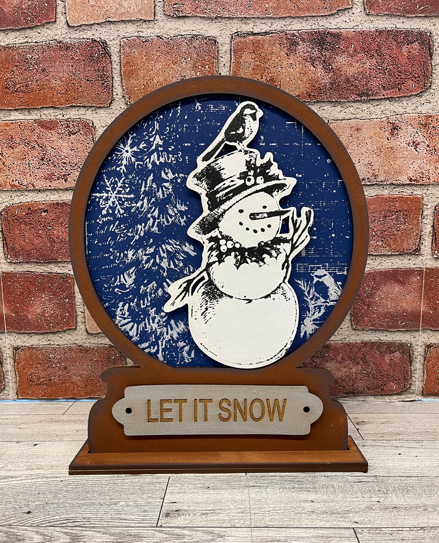 Large Snow Globe -Vintage Snowman wood cutouts, unpainted ready for you to paint