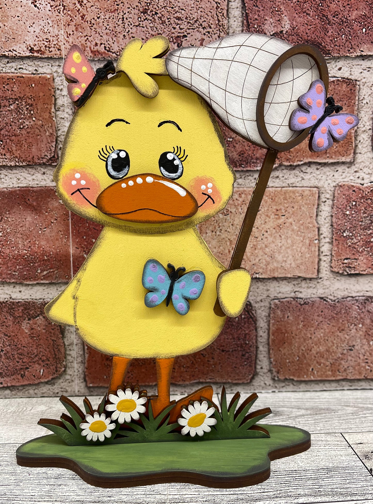 $5.00 Friday - Spring Duck with Butterfly Net Stander - unpainted cutouts ready for you to finish