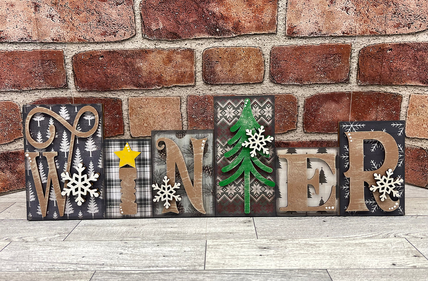 Winter word kit - wood pieces, unpainted wood cutouts, ready for you to paint, scrapbook paper is not included