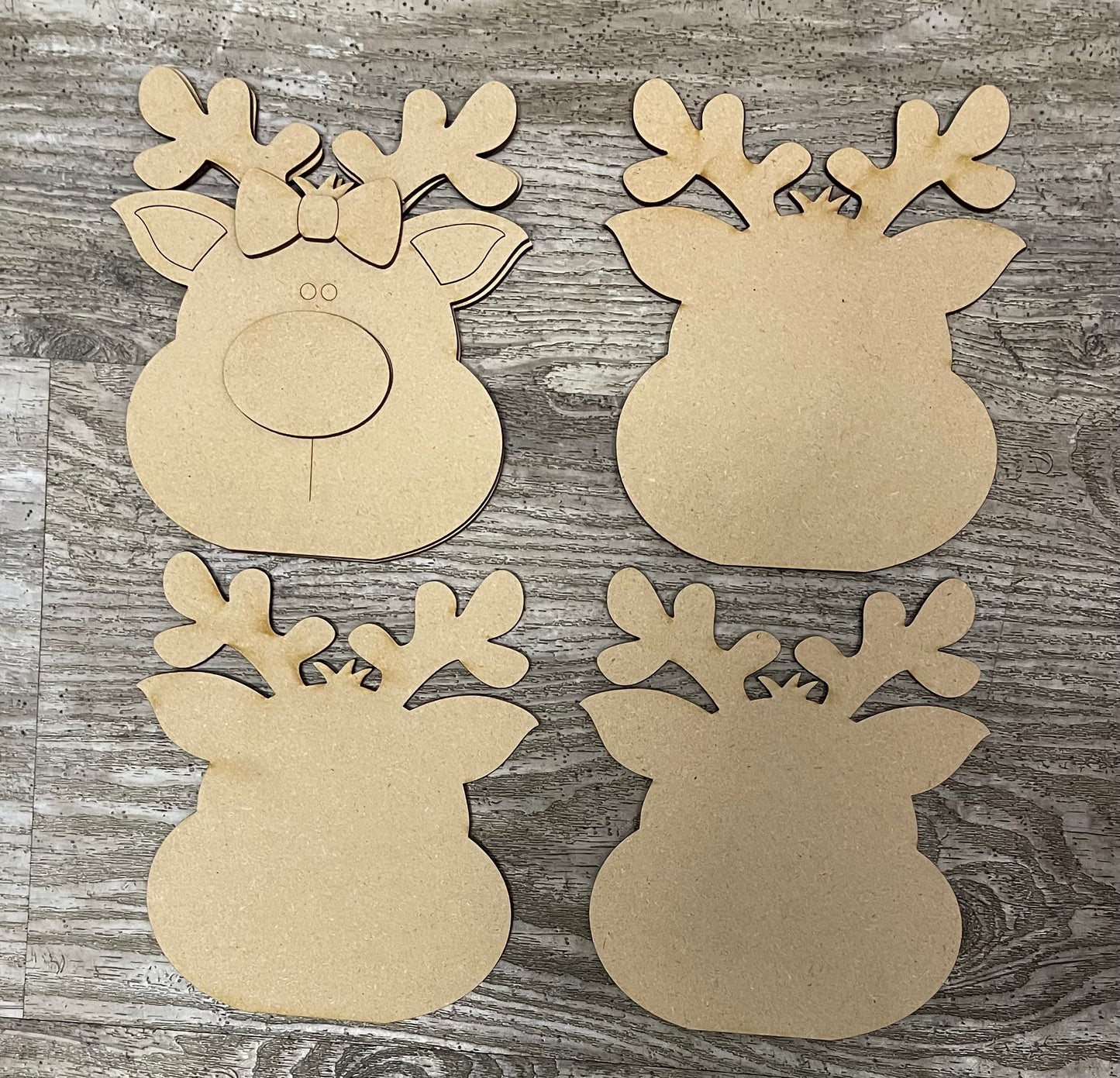 Chunky Reindeer shelf sitters cutouts, unpainted wooden cutout, ready for you to paint