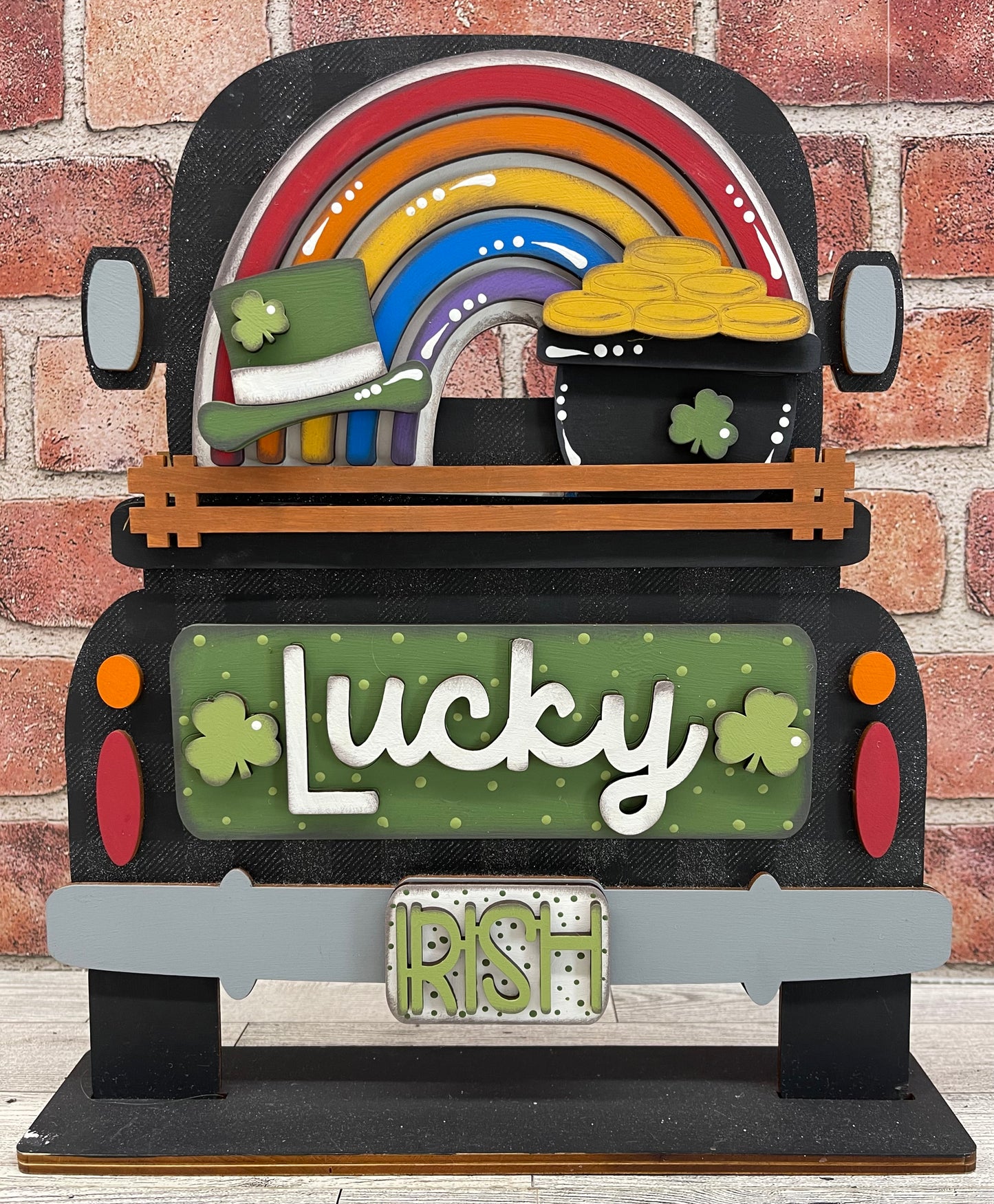 Lucky Rainbow St. Patricks Day Truck insert - wood pieces, unpainted wood cutouts, ready for you to paint