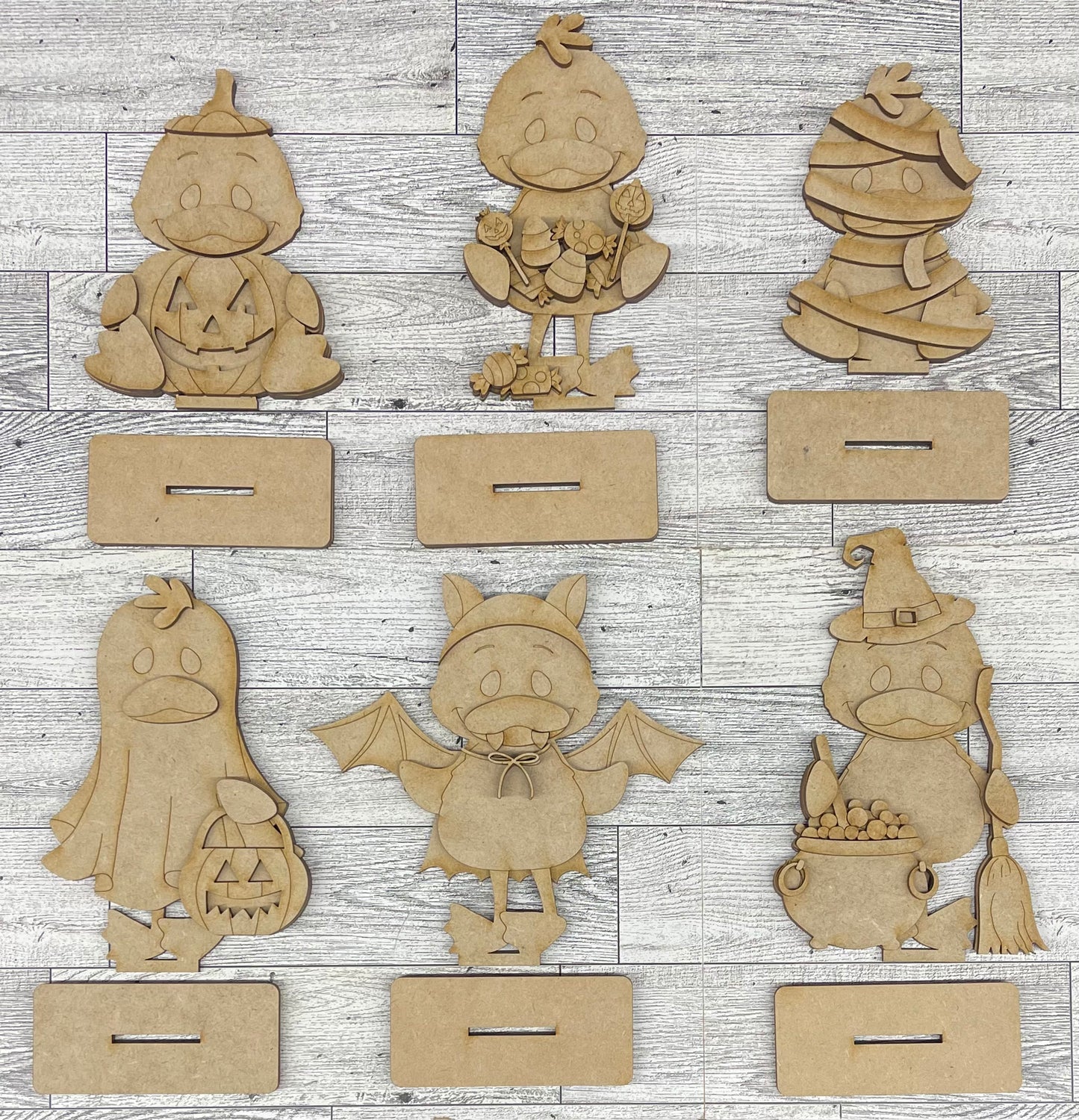 Halloween Duck Standers Set of Six - unpainted cutouts, ready to paint