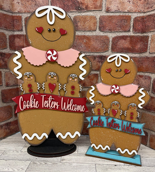 Gingerbread large 18”  sign or 14”’standing Cookie Taster sign, wood cutouts, unpainted ready for you to finish, wooden wood cutouts, unpainted ready for you to finish