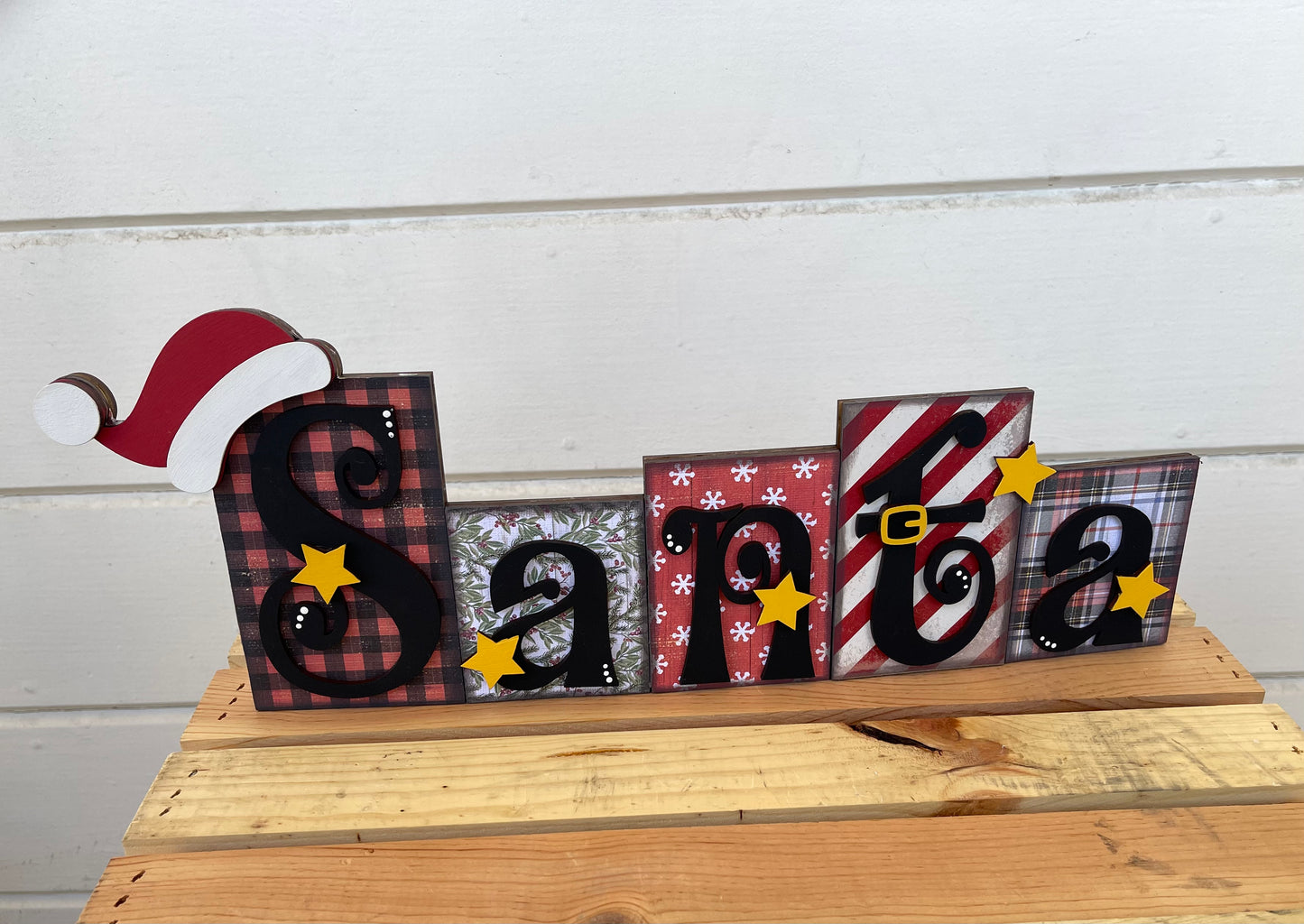 Santa word kit - wood pieces, unpainted wood cutouts, ready for you to paint, scrapbook paper is not included