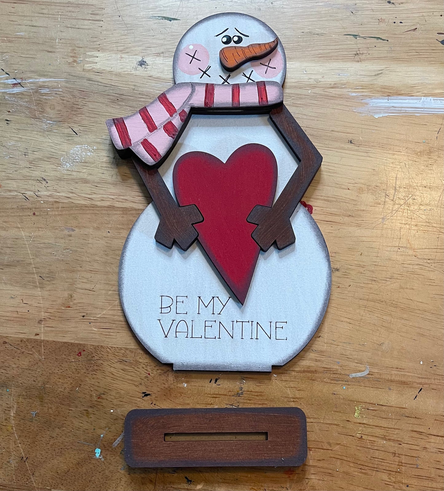 Valentine’s Snowman wood cutouts, unpainted ready for you to paint
