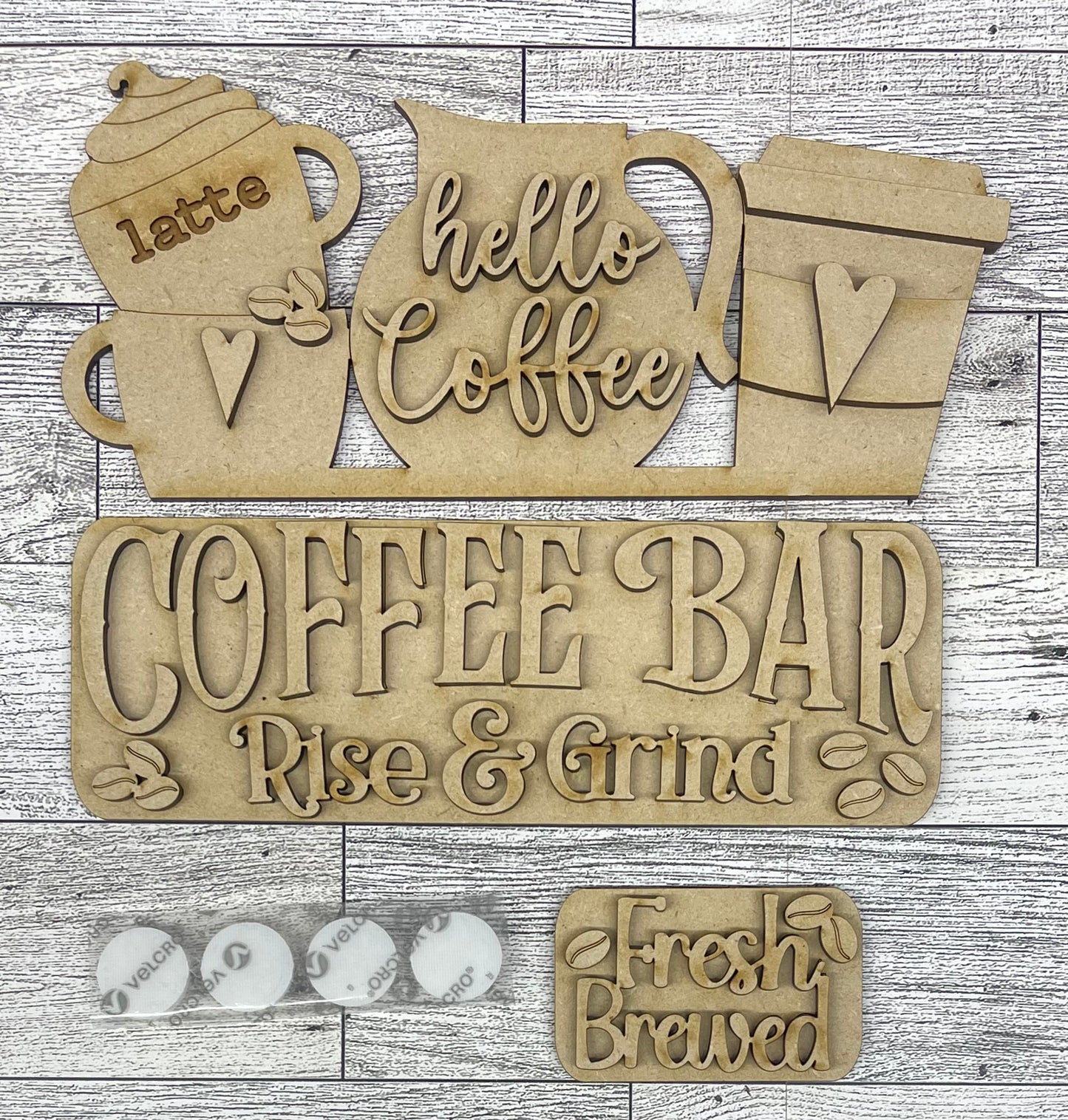 Coffee Truck insert only, unpainted wood cutouts, ready for you to paint, does not include truck