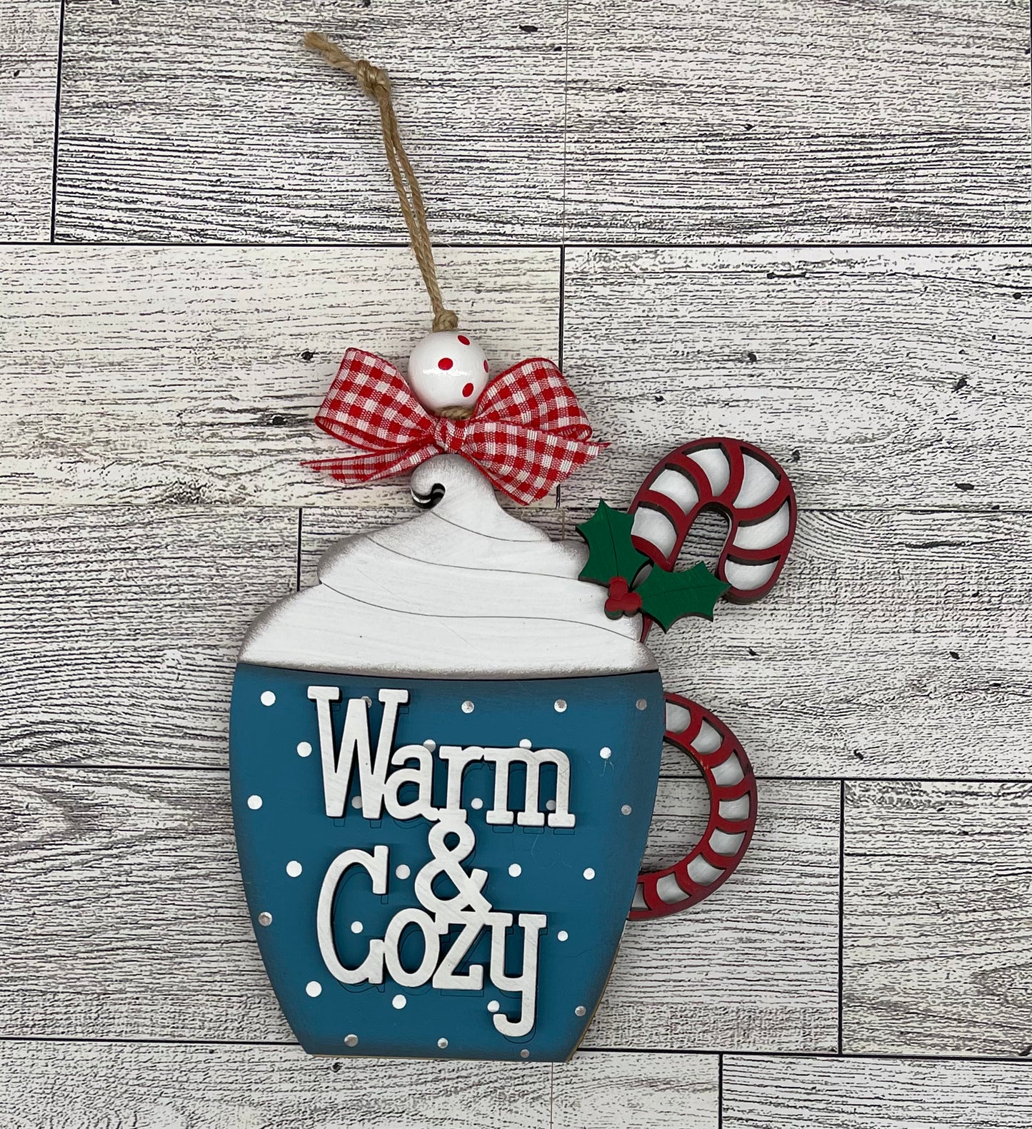 Hot Cocoa Ornaments - wood ornament cutout, unpainted ready for you to finish