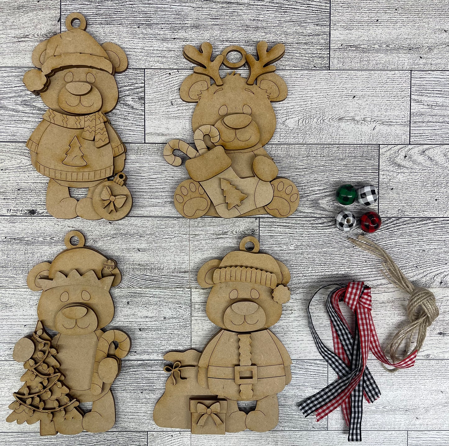 September - Dar's Christmas Craft Club - unpainted wood cutouts, ready for you to paint