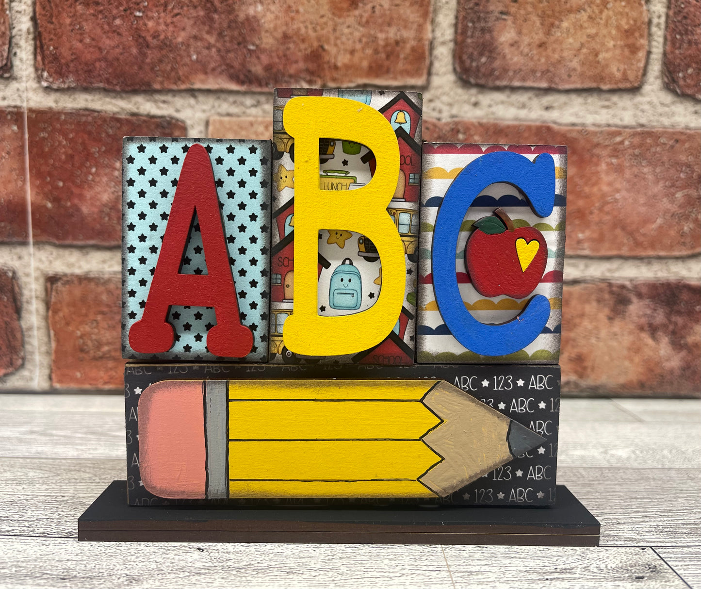 Teacher word stander kits - wood pieces, unpainted wood cutouts, ready for you to paint, scrapbook paper is not included lol