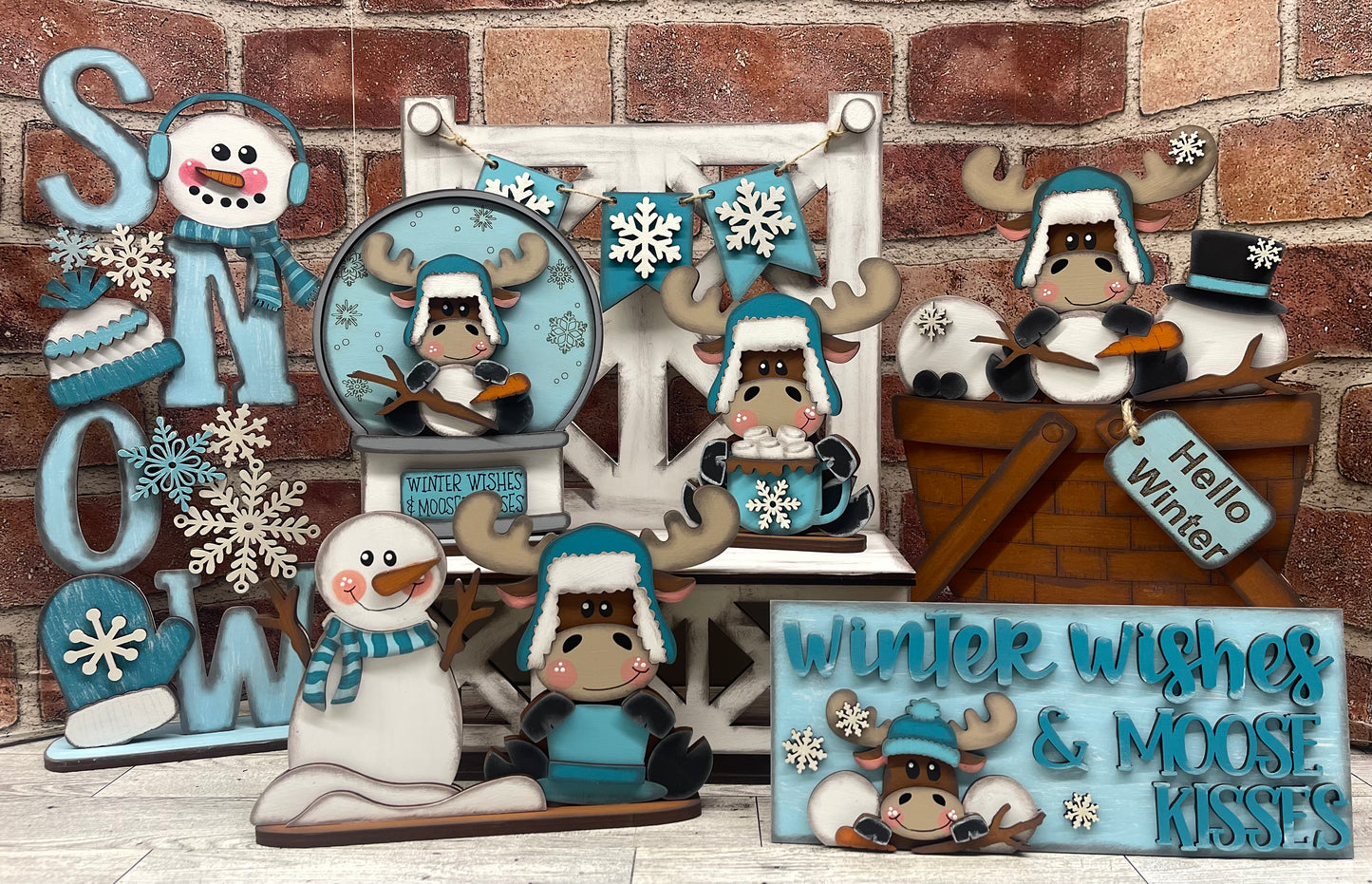 December Craft Kit - Winter Moose Themed - basket and water globe not included