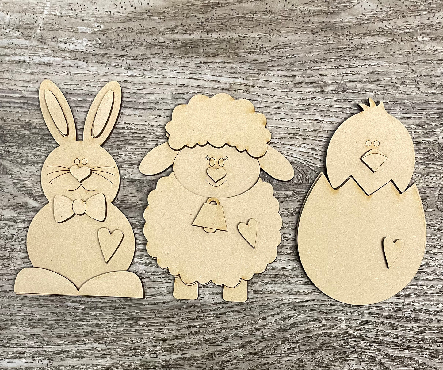 Easter banner cutouts Set - Wood Cutouts unpainted ready for you to paint - Ribbon, banners and jute not included