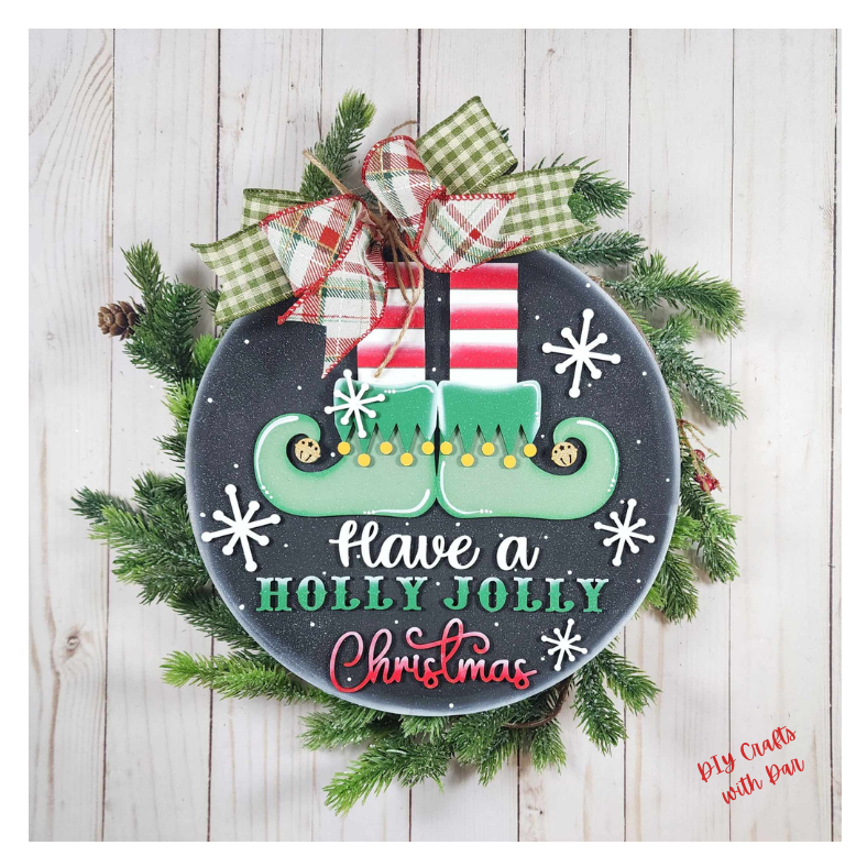 Day 6 - Christmas in July - Holly Jolly Christmas Door Sign - wood cutouts