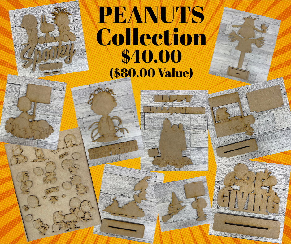 48 piece Cutout Bundle - Autumn Peanuts Collection Cutouts - unpainted wood ready for you to paint
