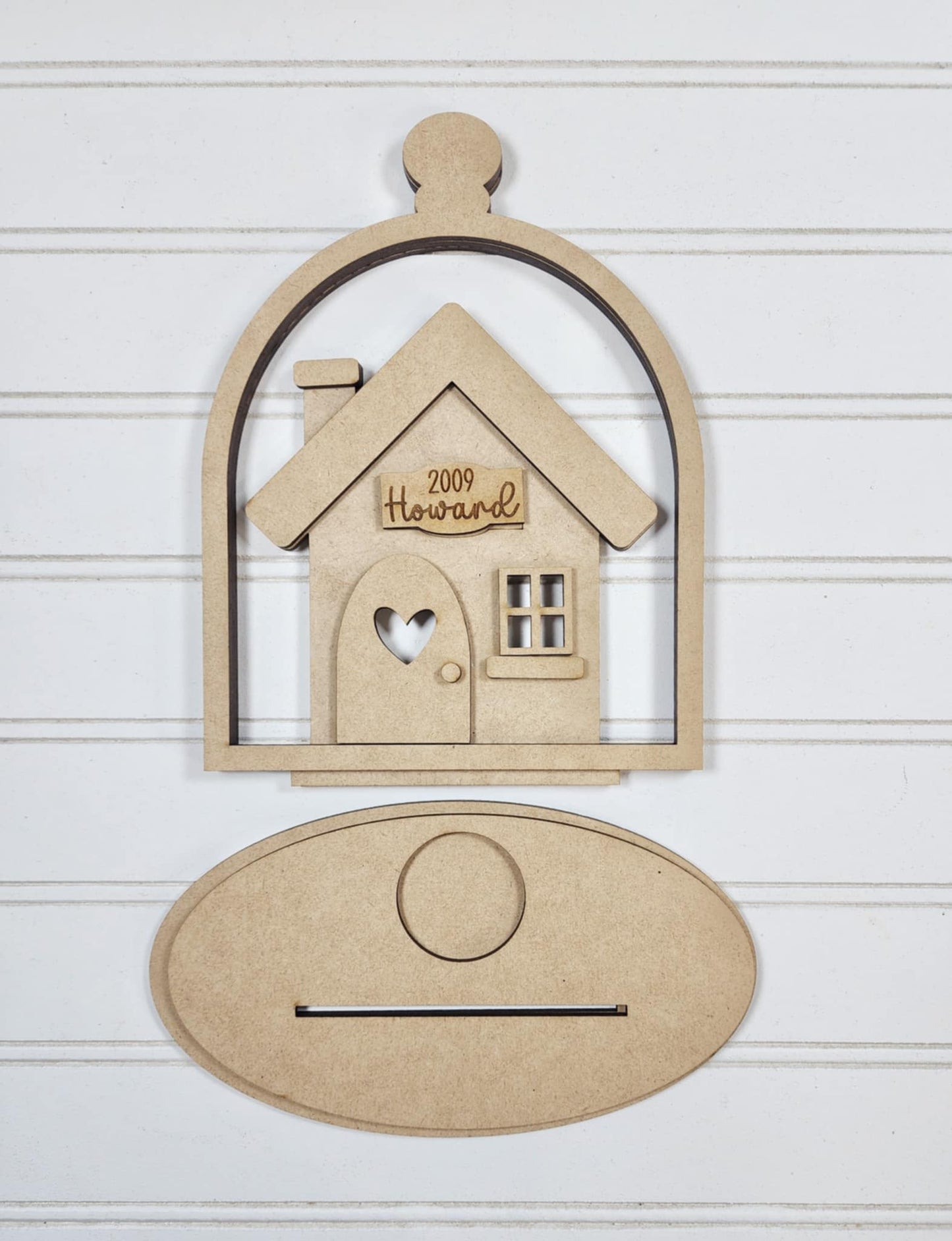 Family Home - House and Cloche cutouts - unpainted wooden cutouts, ready for you to paint