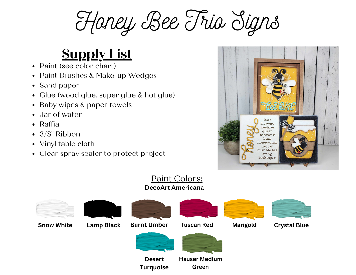 Hello Honey Collection Sign Trio - unpainted cutouts