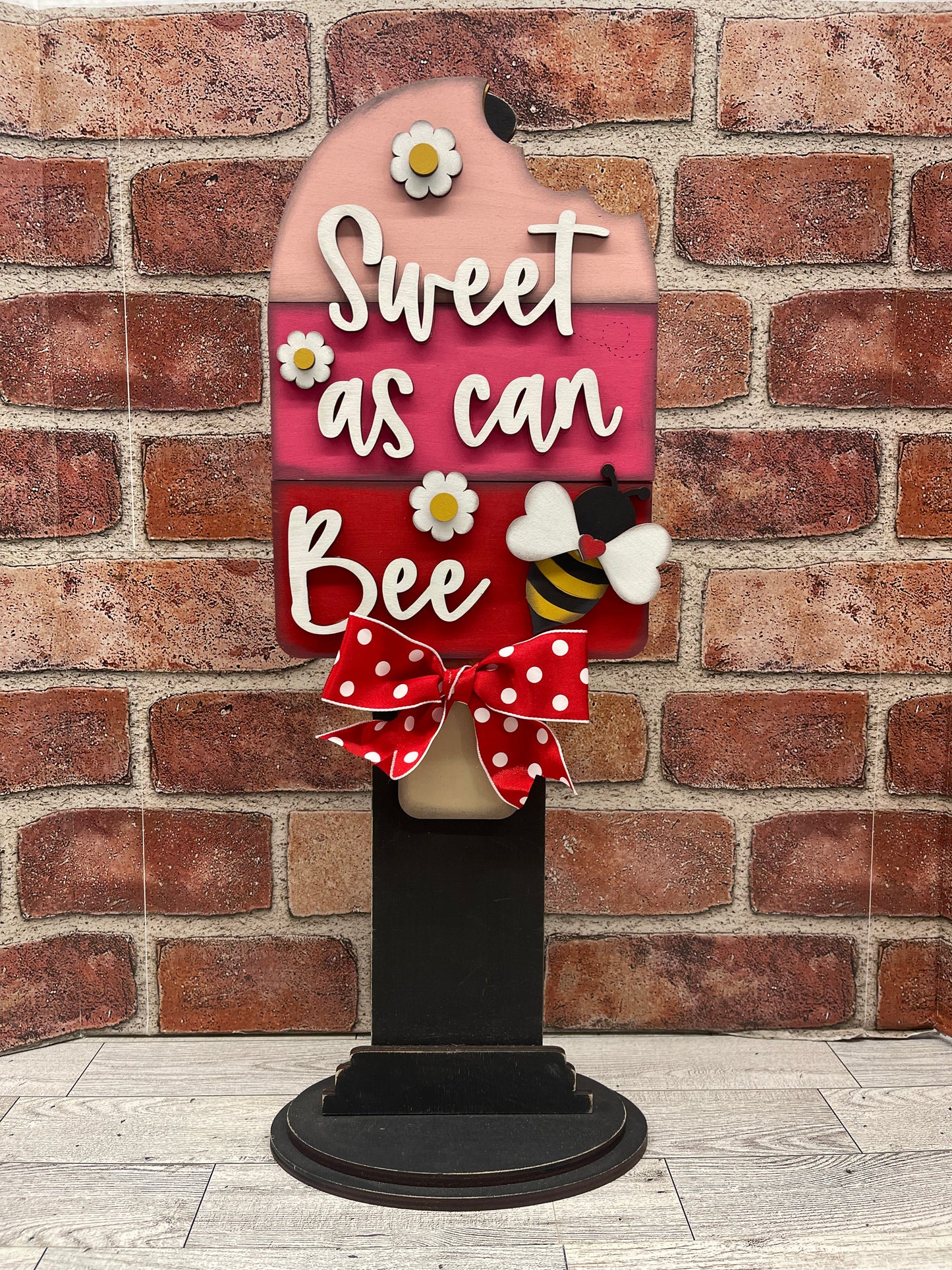 Sweet as can Bee Valentines Popsicle cutout, unpainted wooden cutout - ready for you to paint