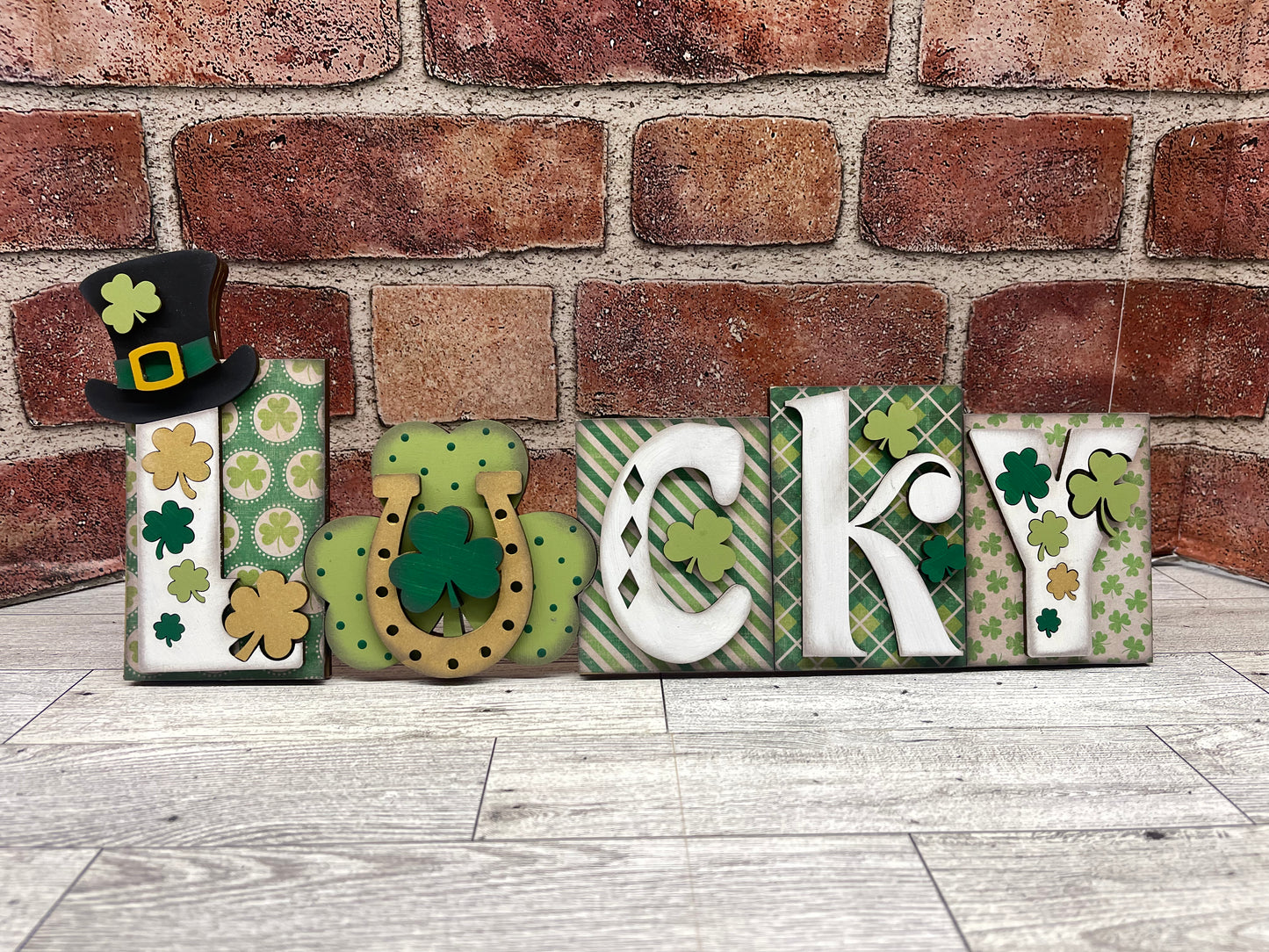 Lucky - St. Patricks Day word kit - wood pieces, unpainted wood cutouts, ready for you to paint, scrapbook paper is not included
