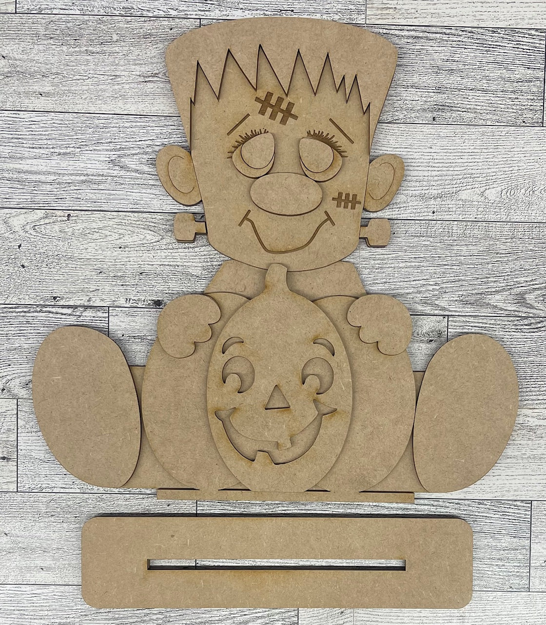 Frankenstein with Pumpkins Stander - unpainted cutouts, ready to paint