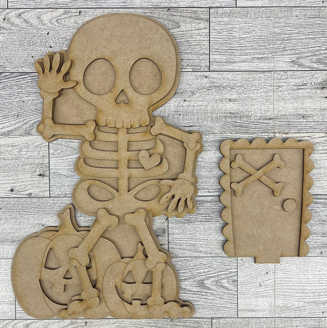 Skeleton Halloween Birdhouse Insert - unpainted cutouts, ready to paint