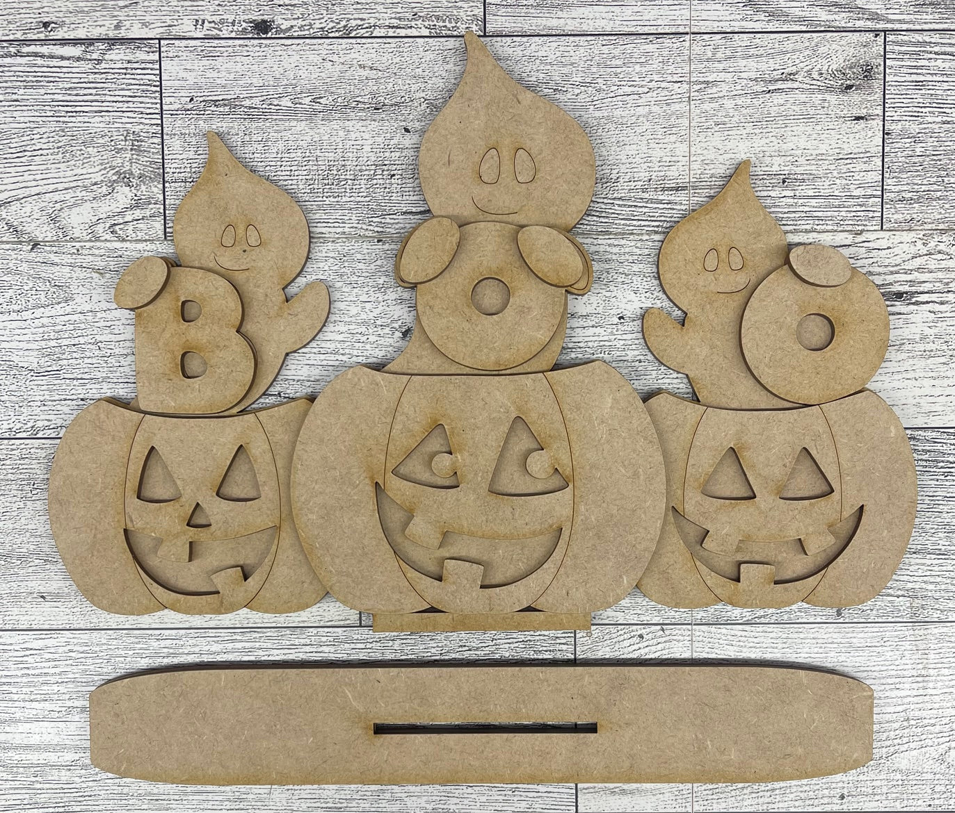 BOO Ghosts on Pumpkins - unpainted cutouts, ready to paint
