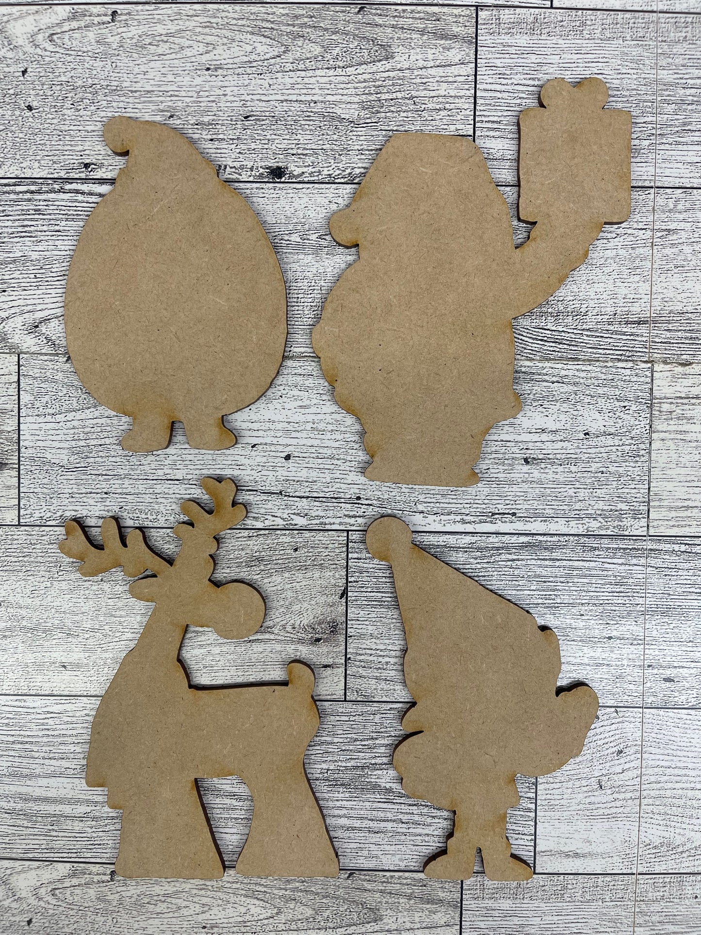 Christmas Characters - Santa, Reindeer, Elf & Penguin cutouts - unpainted wooden cutouts, ready for you to paint