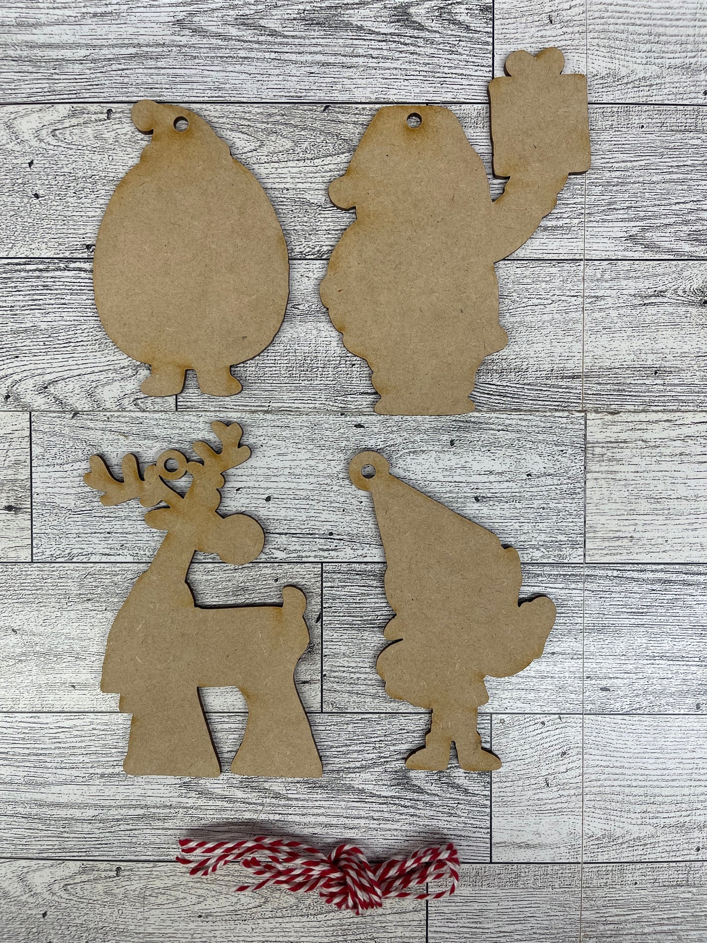 Christmas Characters - Santa, Reindeer, Elf & Penguin cutouts - unpainted wooden cutouts, ready for you to paint