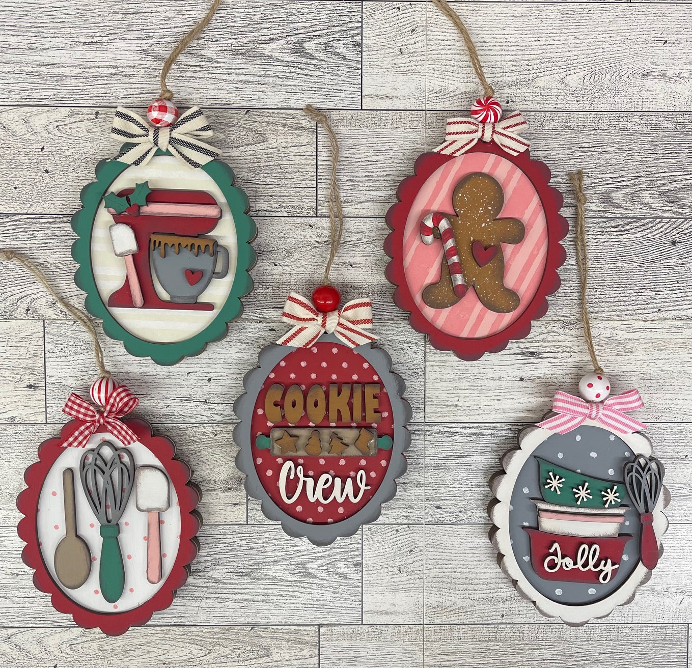 Cooking Christmas Ornaments Set of 5 unpainted cutouts - ready to paint