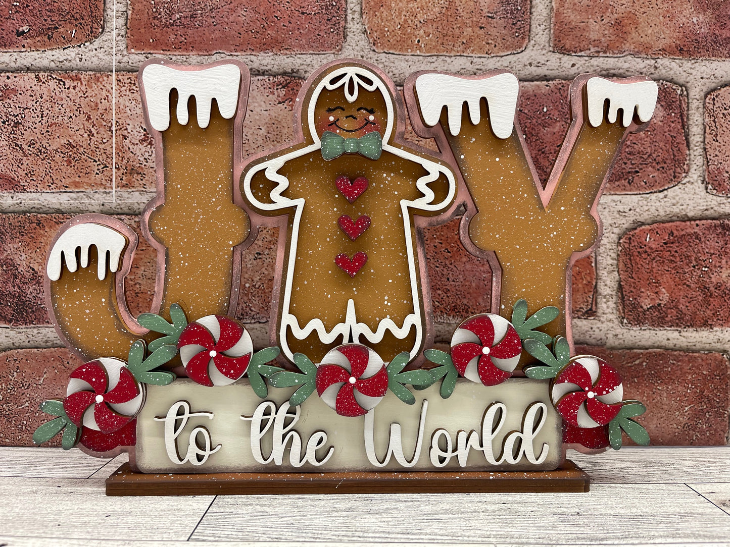 JOY to the World Gingerbread Man Stander - unpainted wood cutouts, ready for you to paint