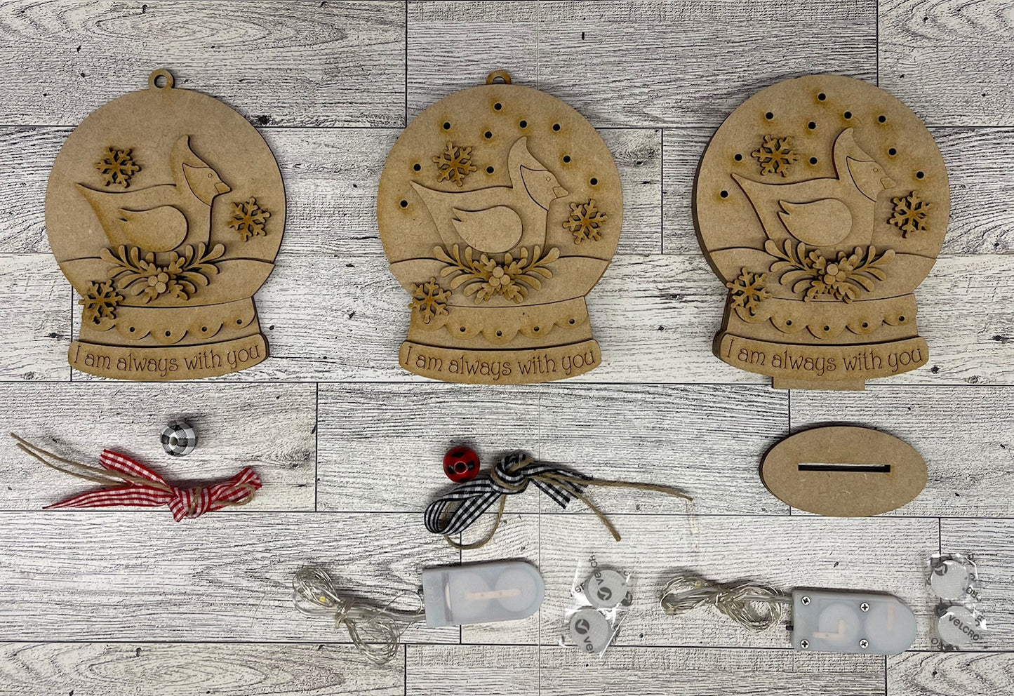 Cardinal lighted Christmas Globe Ornament or Stander - unpainted wood cutouts, ready for you to paint