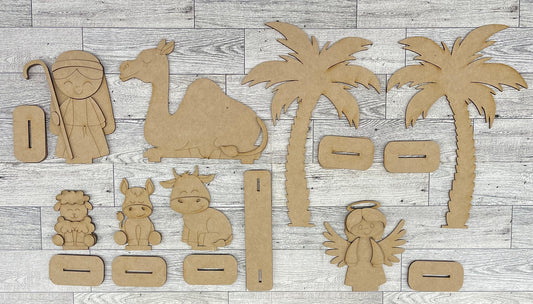 Nativity Add-Ons - Shepherd and Animal standers - unpainted cutouts, ready for you to paint
