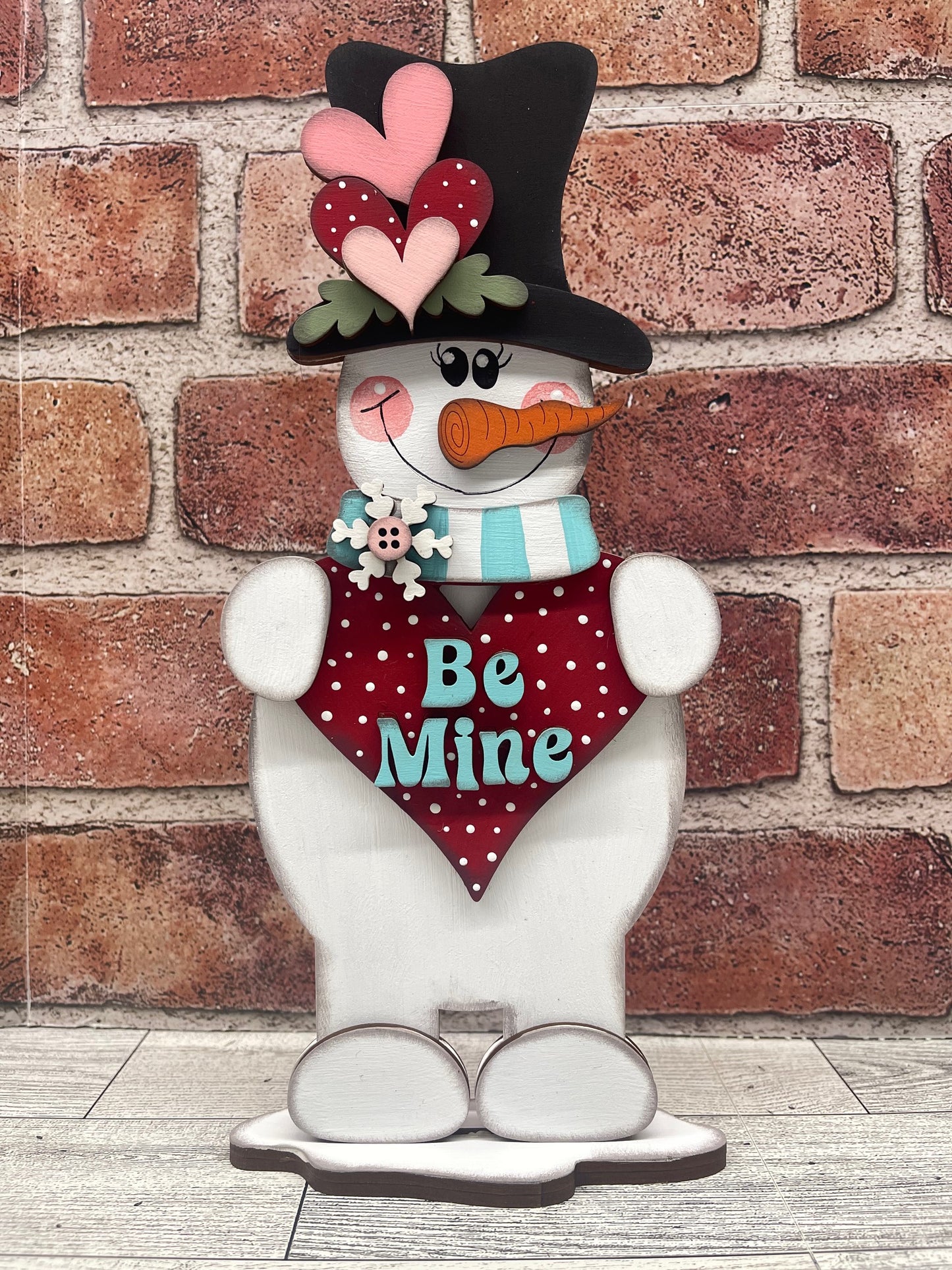 Painted Valentines BE MINE Snowman Stander