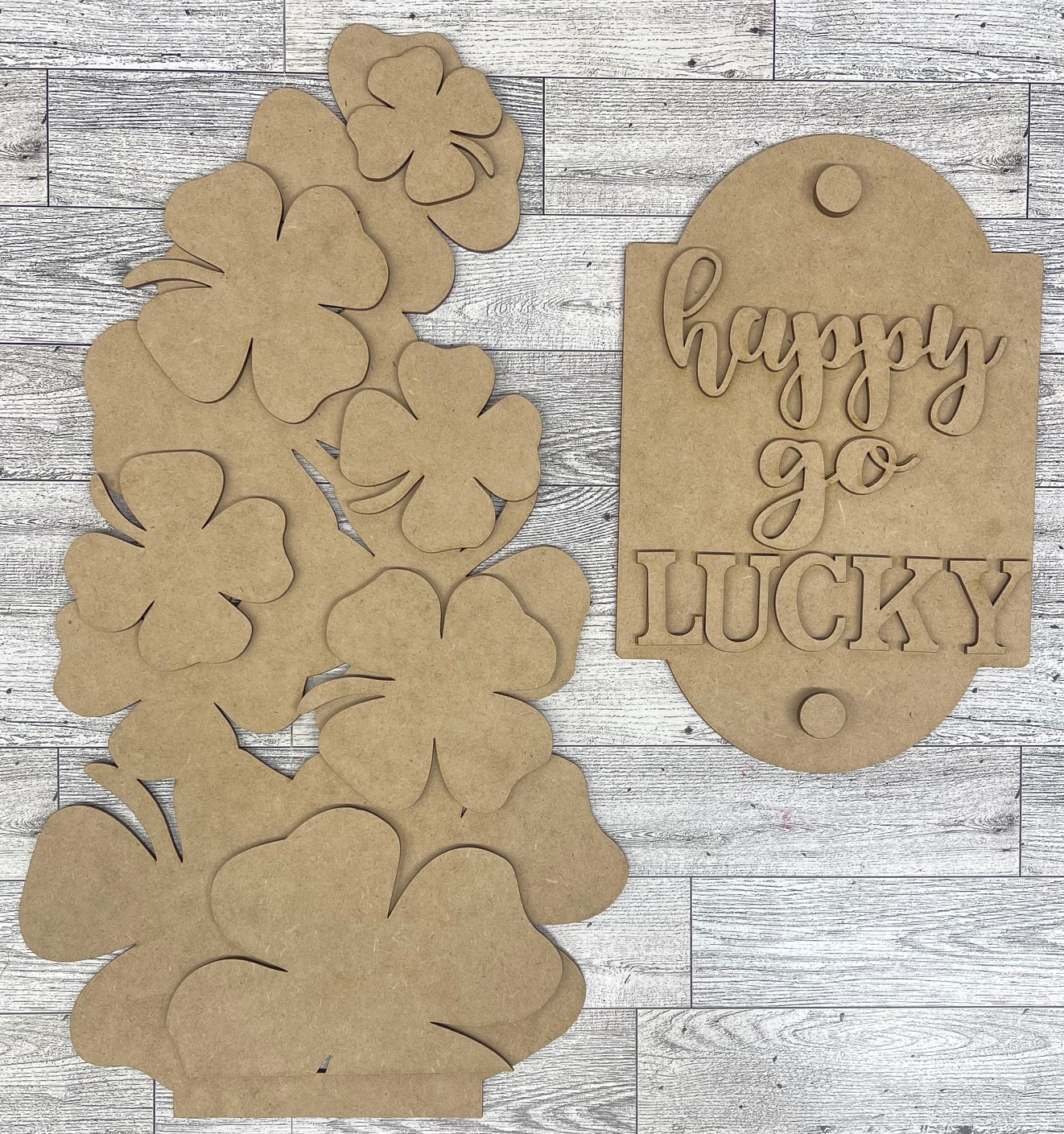 St. Patricks Day Bucket Porch Leaner insert only - Unpainted wood cutouts ready for you to finish