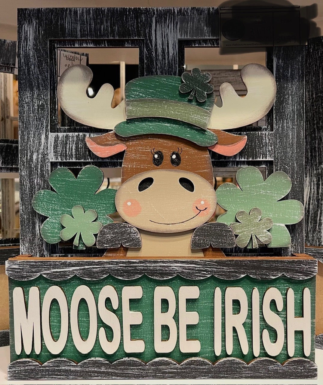 St. Patricks Day Moose - Insert for Changeable Window Box unpainted wood cutouts, ready for you to paint