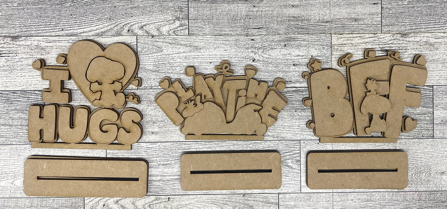 Playtime Peanuts Trio 2026 - unpainted wood ready for you to paint