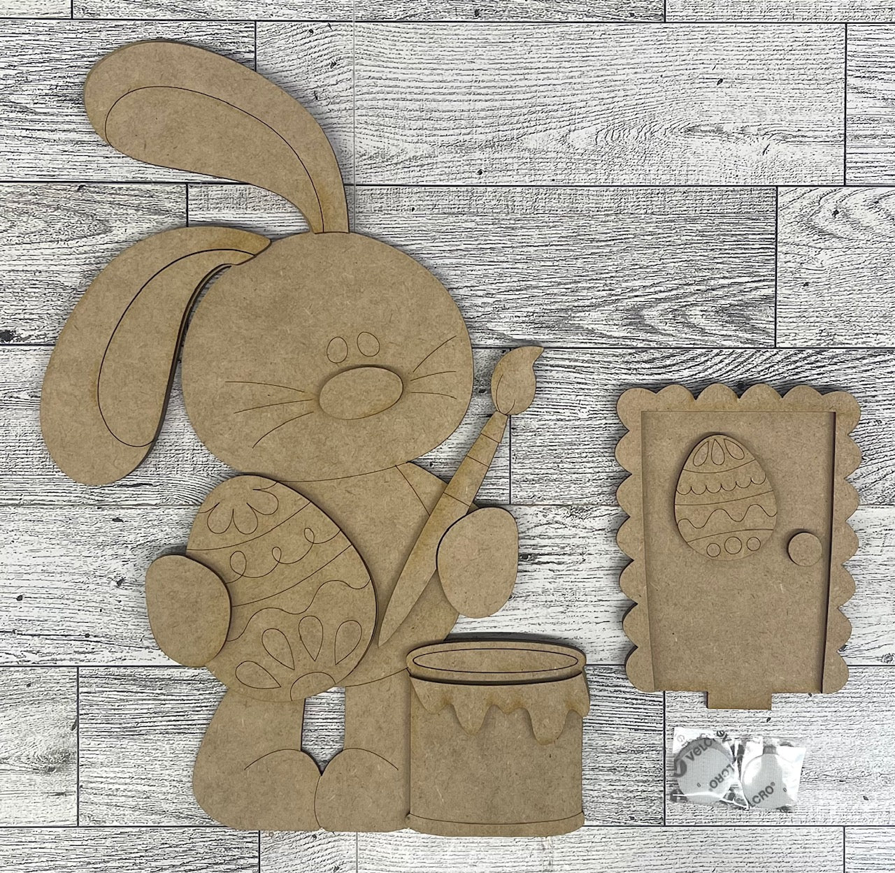 Floppy Easter Bunny 2026 Birdhouse Insert - unpainted cutouts, ready to paint