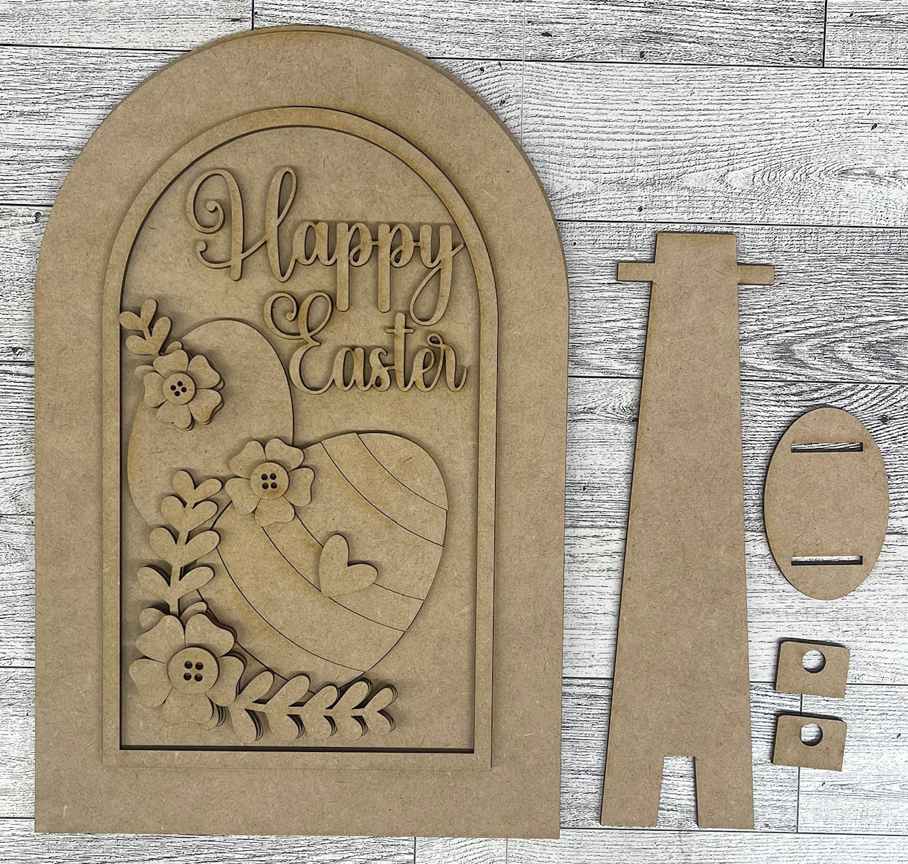 Happy Easter Egg Arch Frame Insert cutouts - unpainted wooden cutouts, ready for you to paint