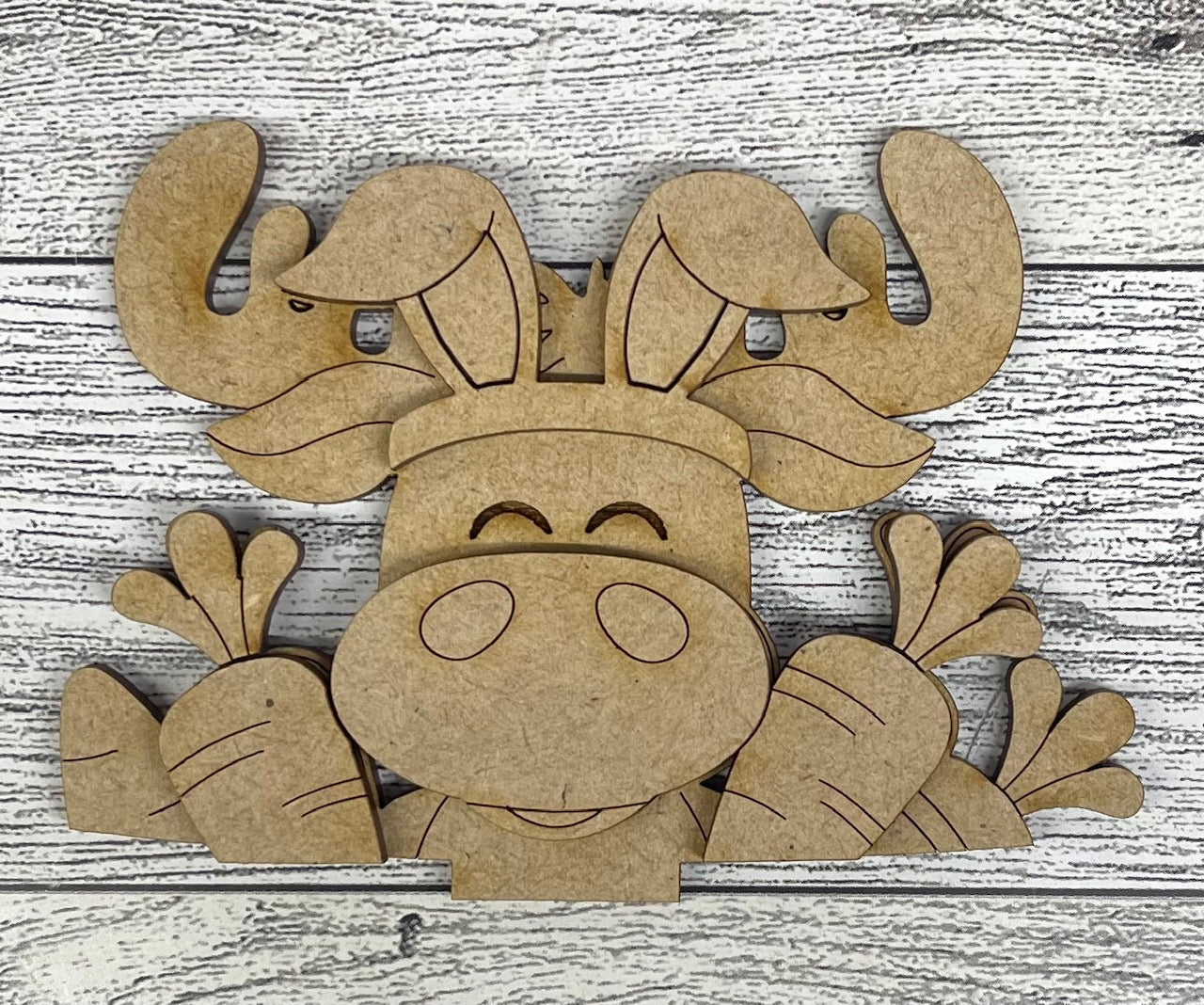 Mini Easter Moose with Carrots basket insert unpainted wood cutouts, ready for you to paint