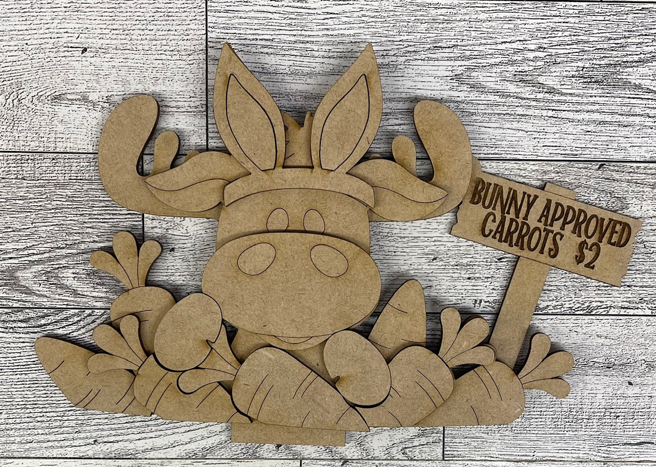 Easter Moose basket insert unpainted wood cutouts, ready for you to paint