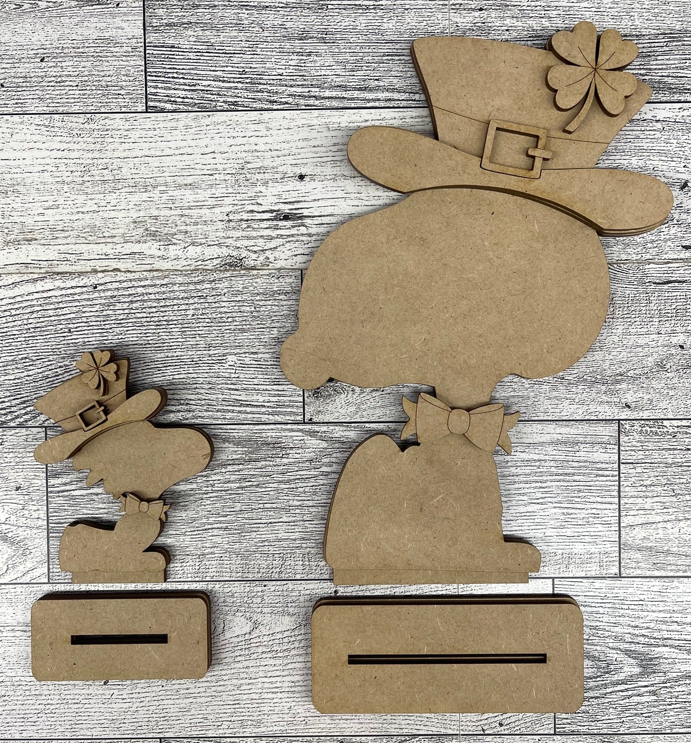 Peanuts Snoopy & Woodstock St. Patricks Day Standers - Cutout unpainted wood ready for you to paint
