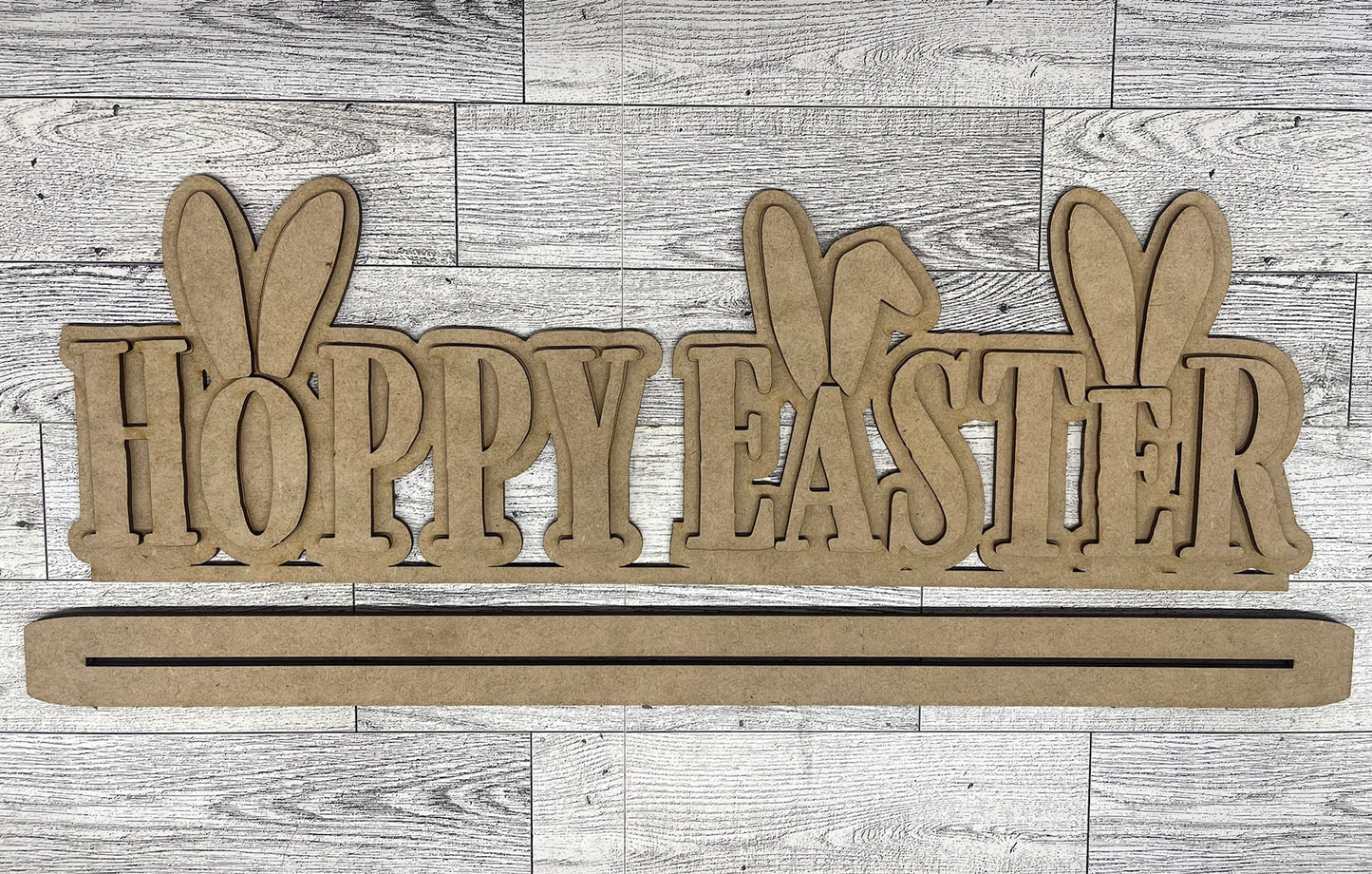 Hoppy Easter cutouts and sign with sawtooth hangers - unpainted wooden cutouts, ready for you to paint