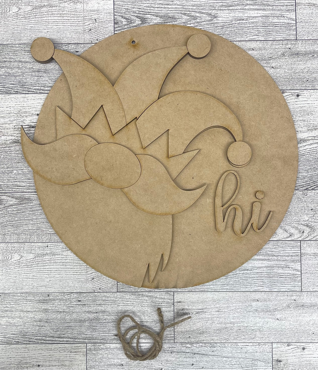 Mardi Gras Gnome Changeable Door Sign cutouts - unpainted wooden cutouts, ready for you to paint