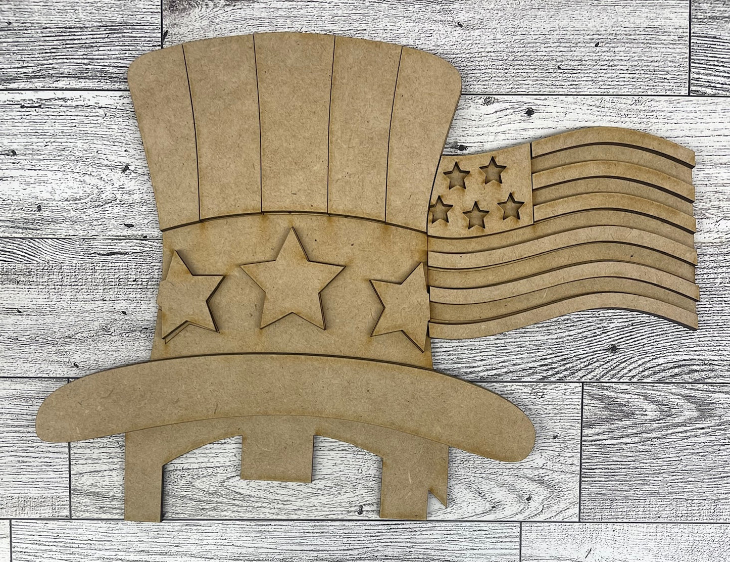 4th of July Gnome Changeable Door Sign cutouts - unpainted wooden cutouts, ready for you to paint