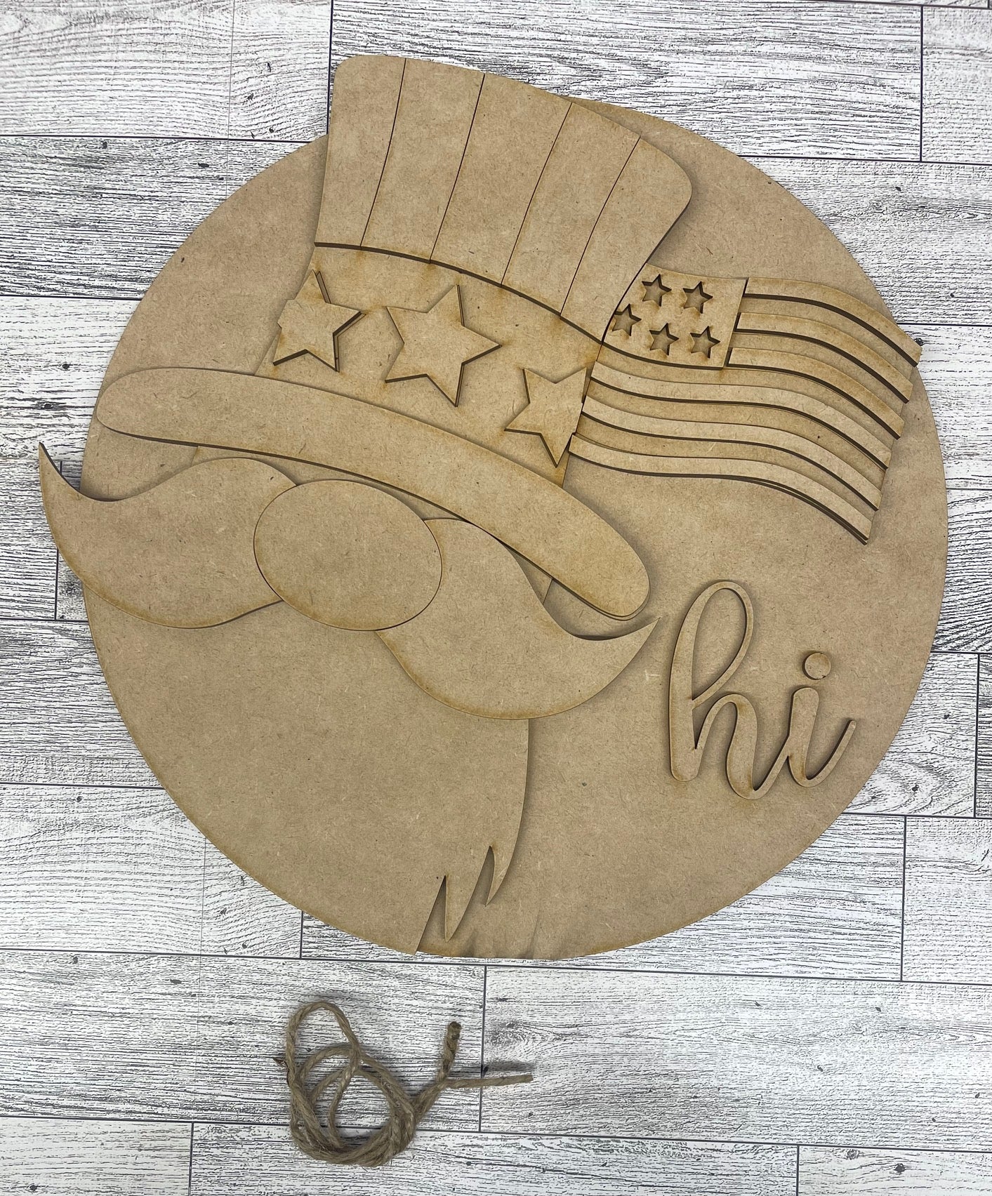 4th of July Gnome Changeable Door Sign cutouts - unpainted wooden cutouts, ready for you to paint