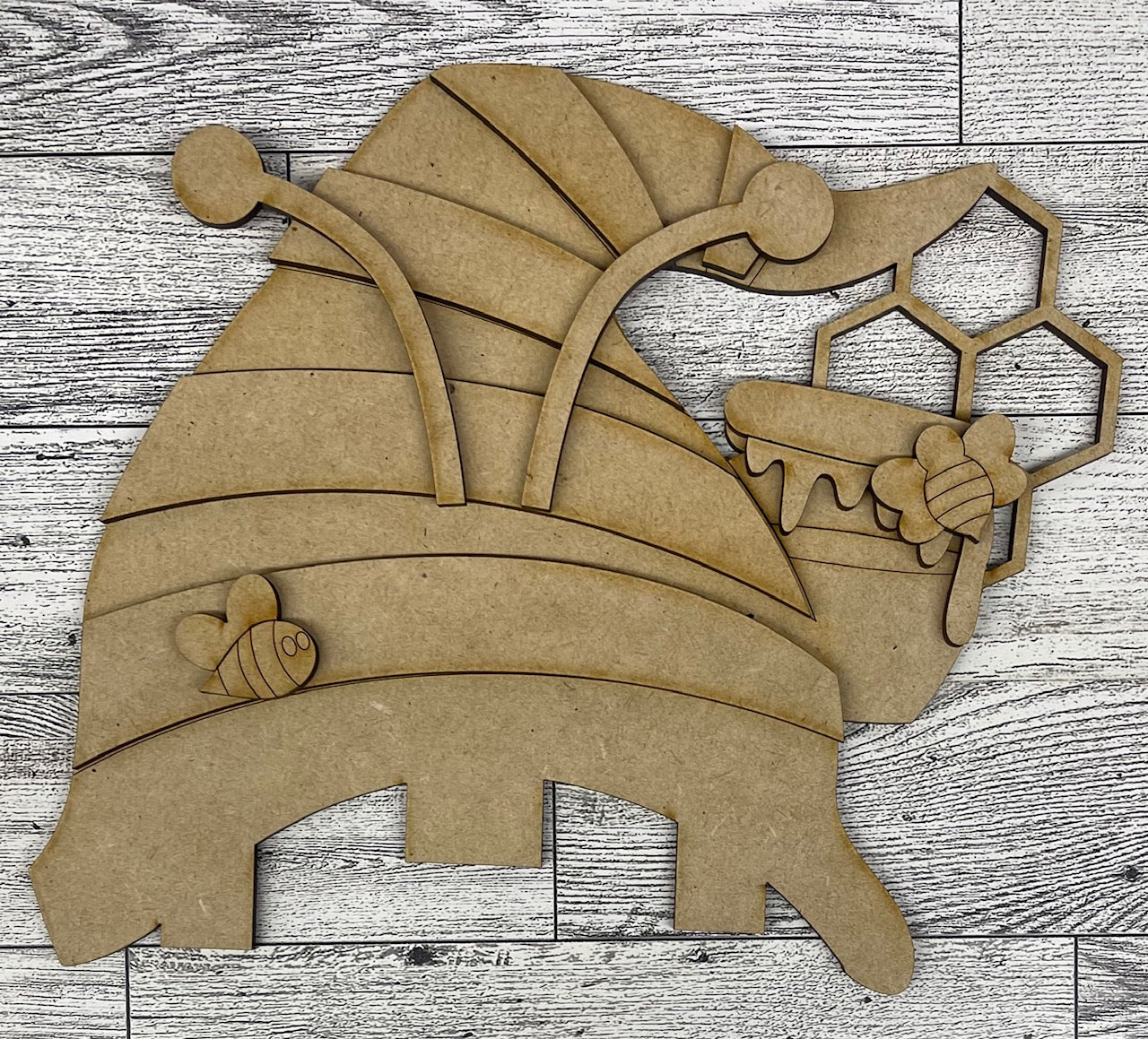 Bee Gnome Changeable Door Sign cutouts - unpainted wooden cutouts, ready for you to paint