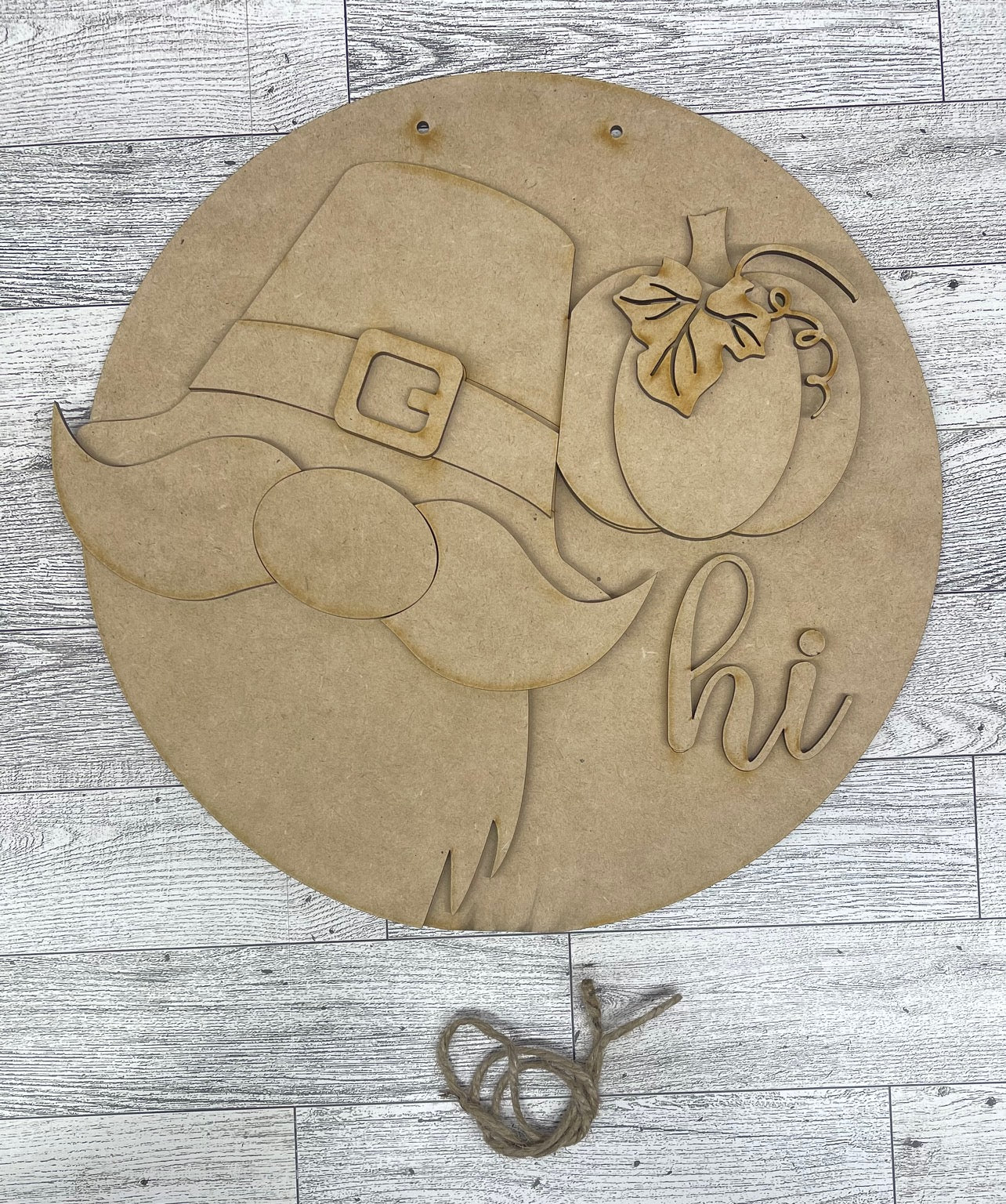 Thanksgiving Gnome Changeable Door Sign cutouts - unpainted wooden cutouts, ready for you to paint