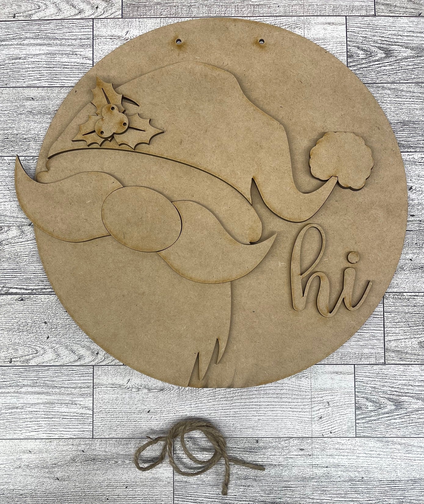 Santa Gnome Changeable Door Sign cutouts - unpainted wooden cutouts, ready for you to paint