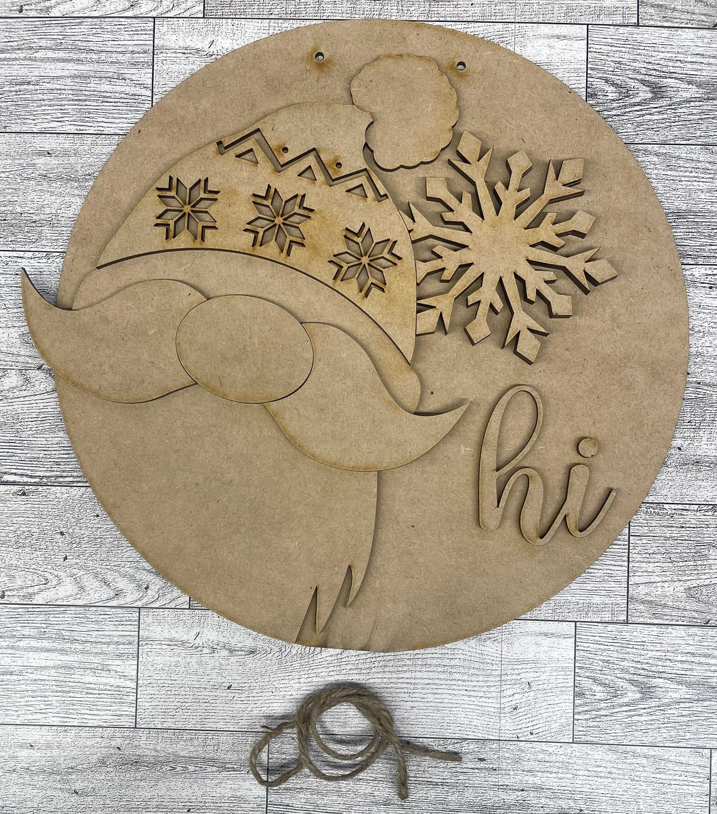 Winter Gnome Changeable Door Sign cutouts - unpainted wooden cutouts, ready for you to paint