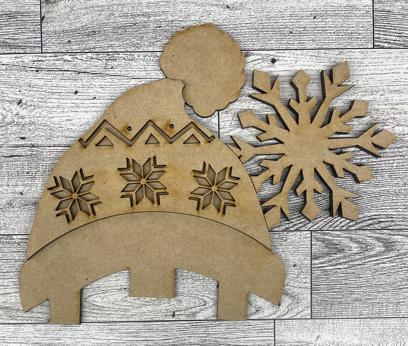 Winter Gnome Changeable Door Sign cutouts - unpainted wooden cutouts, ready for you to paint